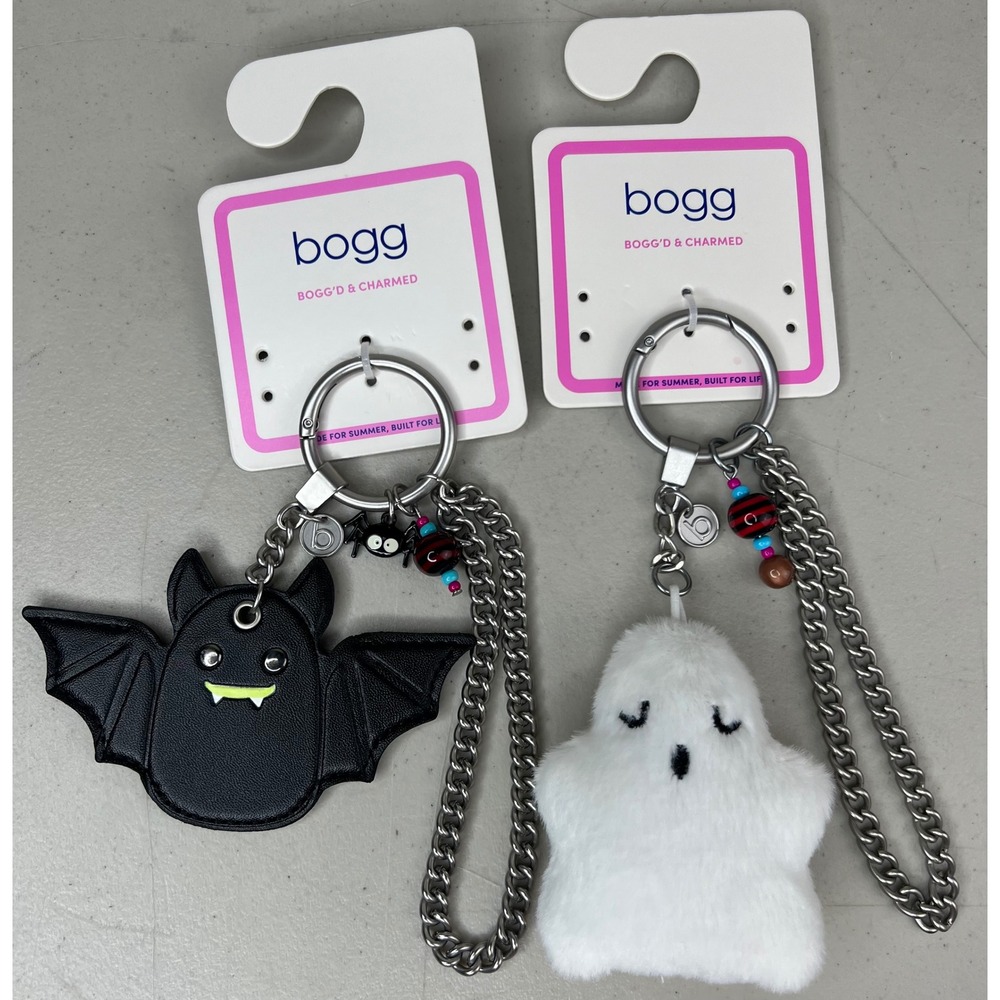 Bogg Bag Halloween Keychain Charm Set Black Bat White Ghost Bogg'd & Charmed